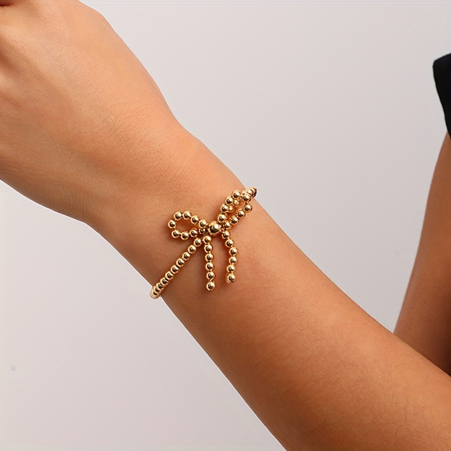Women's Beaded Bracelet with Bow & Personalized Design